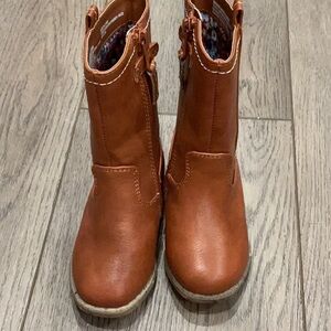 Cat & Jack Cognac Brown Tall Toddler Kids Riding Fall Zip Up Boots Size 5